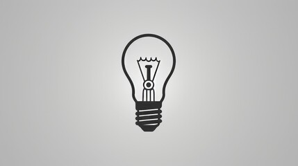 A clean, minimalistic design of a light bulb sketched in white on a gray background