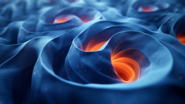 abstract image with blue and orange swirls. 