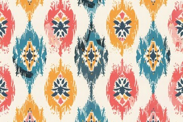 Ikat geometric ethnic oriental ikat seamless pattern traditional Design for background, carpet, wallpaper, clothing, wrapping, batik, fabric with embroiders style - Vector illustration
