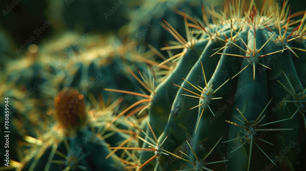 Poster close up view of a group of cactus plants. perfect for nature or desert themed projects