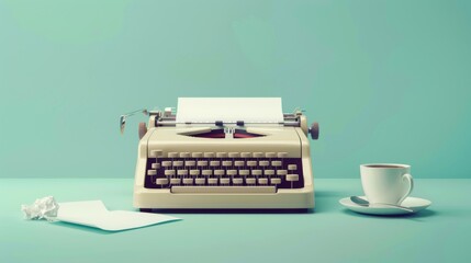 A Vintage Typewriter and Coffee