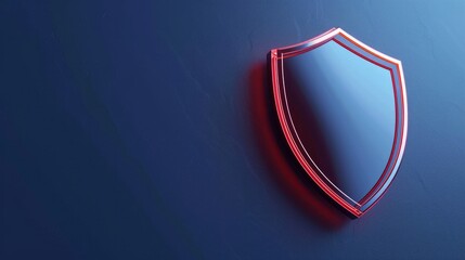 A 3D rendered minimalistic protection shield icon isolated on a vibrant blue background - obrazy, fototapety, plakaty