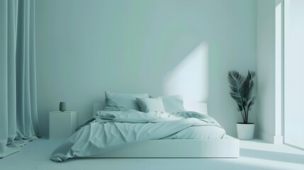 Minimal bedroom interior with Home decoration mock up. Cozy coastal stylish, furniture, comfortable...