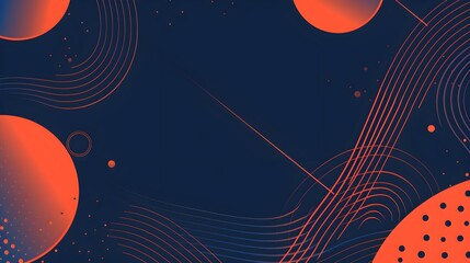 Minimal geometric background. Dynamic blue shapes composition with orange lines. Abstract background modern hipster futuristic graphic. Vector abstract background texture design, bright poster, banner - obrazy, fototapety, plakaty