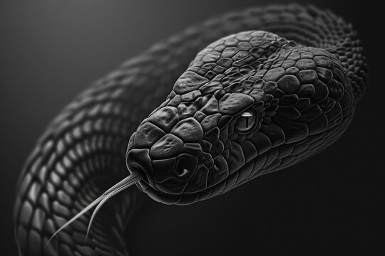 Black and white photo of a snake, suitable for various projects