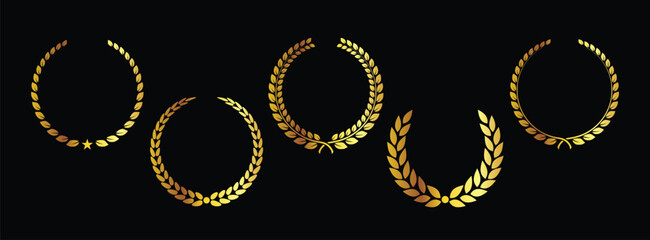classic round gold laurel wreath set