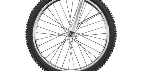 Detailed close up of a bicycle tire on a white background. Great for cycling enthusiasts or sports-related designs