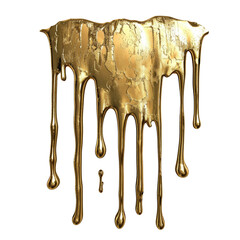  melted gold dripping isolated on transparent background