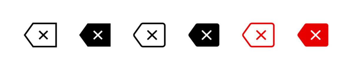 Obraz premium Backspace button, simple line, isolated keyboard icon on white background eps10