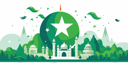 14 August. Pakistan Independence Day. Celebration C - obrazy, fototapety, plakaty