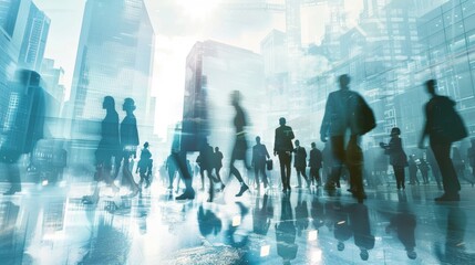 Silhouettes Walking in Urban Cityscape