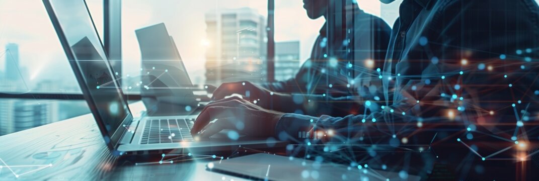 Modern Business Professionals Working on Laptops