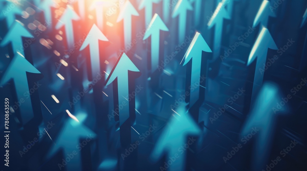 Poster Group of arrows pointing upwards. Suitable for business and success concepts