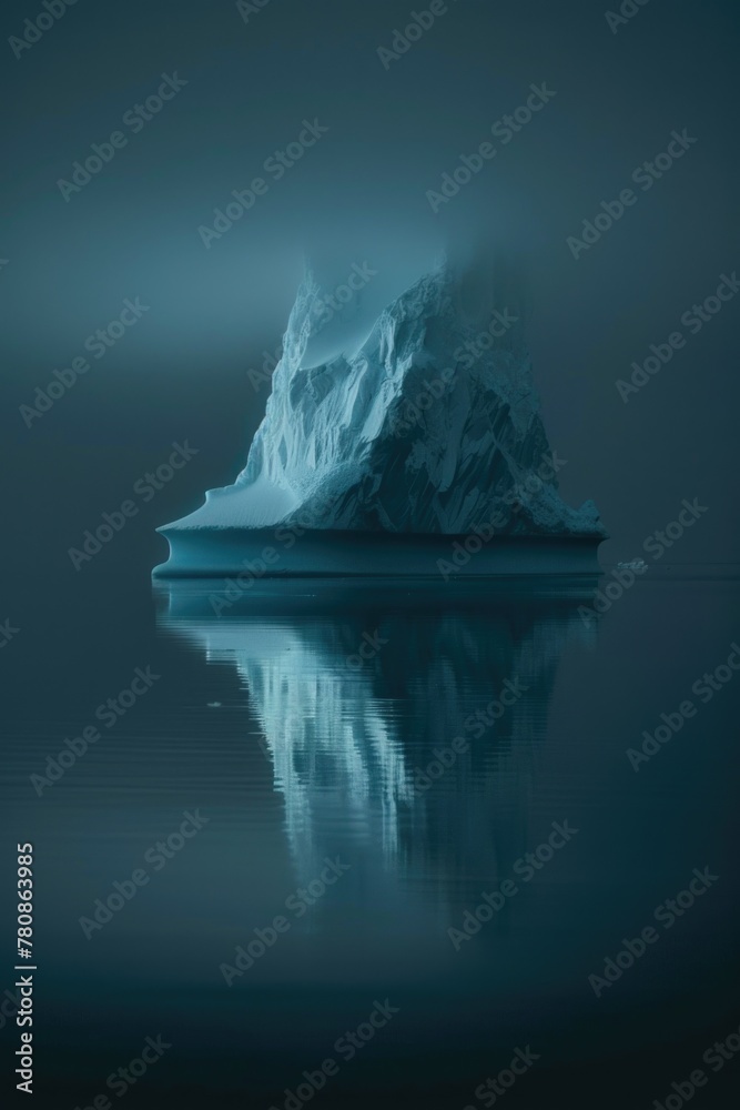 Poster a large iceberg drifting in the ocean. suitable for environmental concepts