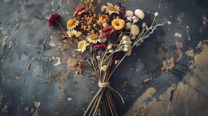 A bundle of dried flowers - obrazy, fototapety, plakaty