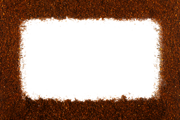 frame of ground coffee beans cutout in transparent background,png format             