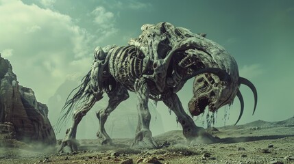 A massive animal standing in the dirt. Perfect for nature and wildlife concepts - obrazy, fototapety, plakaty