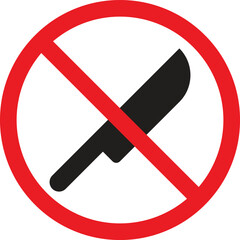 No knife sign . No weapon allowed symbol . Knife prohibited icon vector . No weapon sign