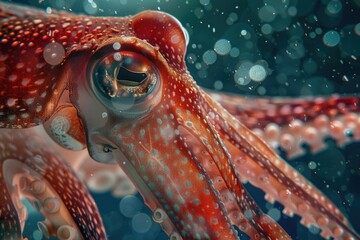 Detailed close up view of an octopus's eye. Suitable for marine biology illustrations