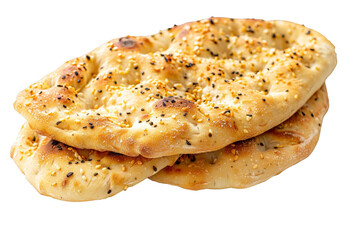 Fresh Baked Flatbread With Sesame Seeds Isolated on White