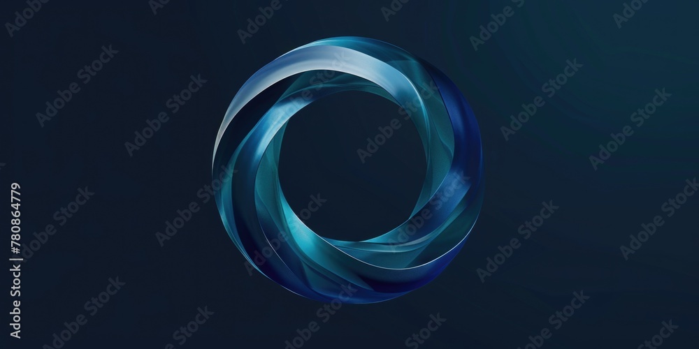 Poster A simple blue circular object on a dark black background. Suitable for graphic design projects