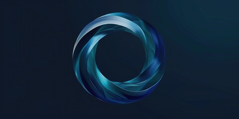 A simple blue circular object on a dark black background. Suitable for graphic design projects - obrazy, fototapety, plakaty