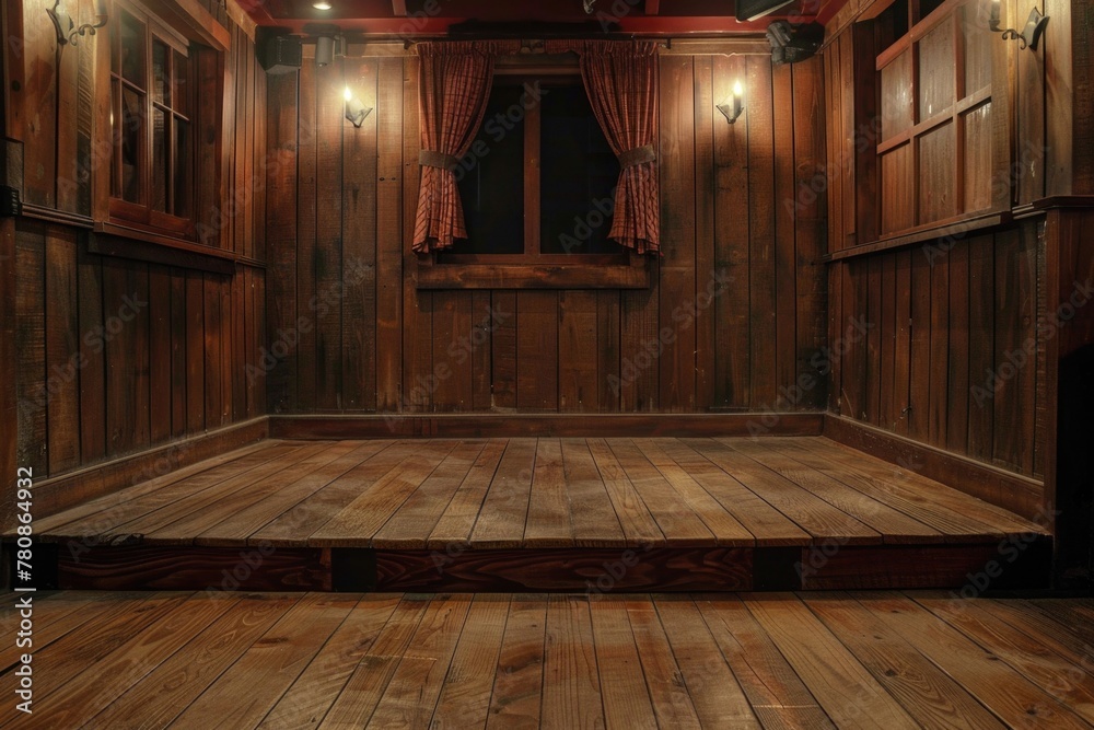 Poster a simple room with wooden floors and a window. ideal for interior design concepts