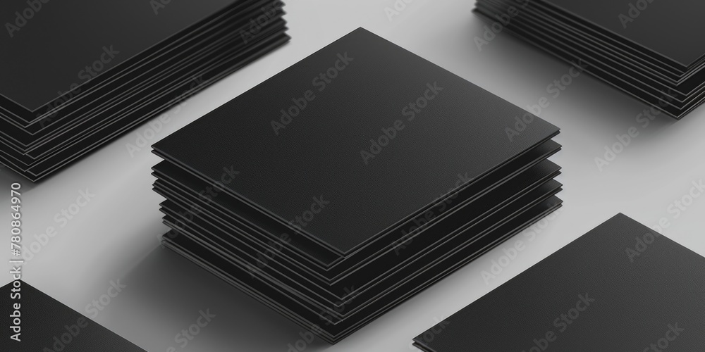Poster a bunch of black square pieces of paper. suitable for various design projects
