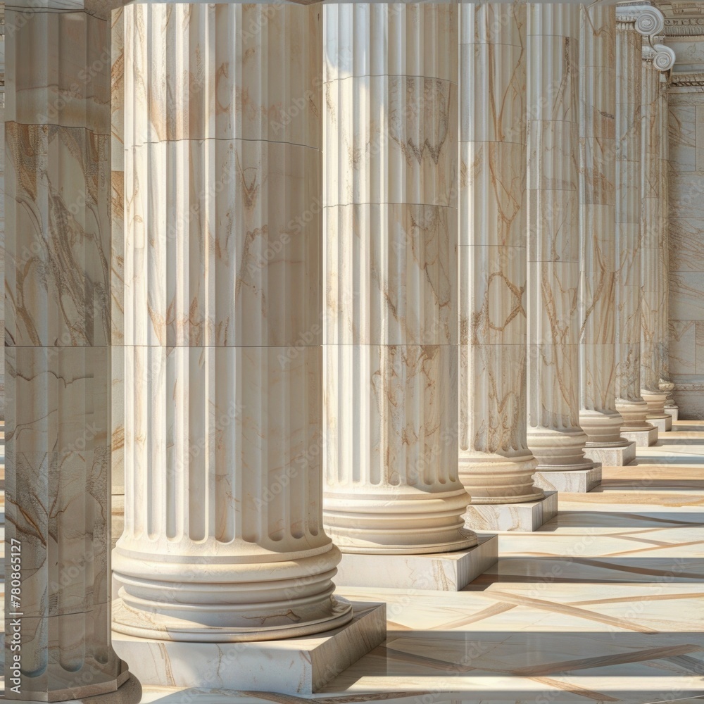 Aufkleber Rows of columns with clocks on top, suitable for time management concepts