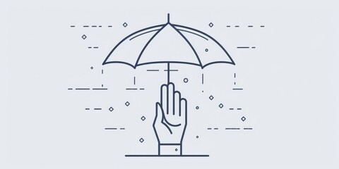 A hand holding an umbrella in the rain. Suitable for weather concept designs