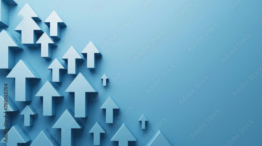 Poster Various arrows pointing upwards in different directions. Suitable for business and growth concepts