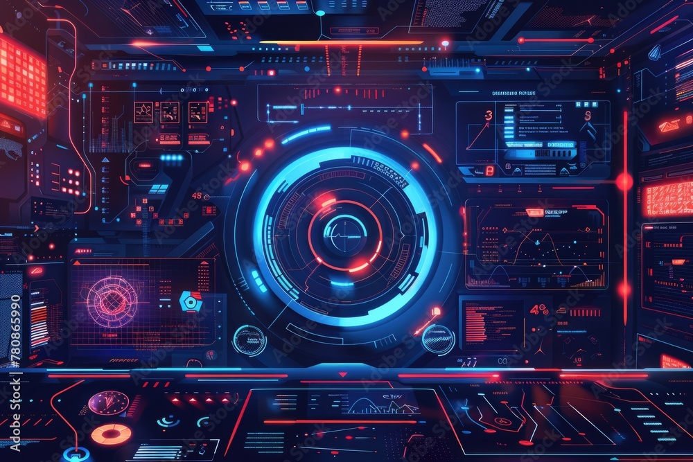 Aufkleber a futuristic sci-fi space station with a clock. perfect for technology and science fiction concepts