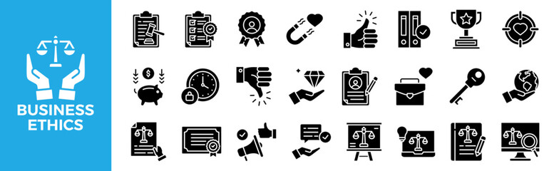 Business Ethics icon set for design elements	