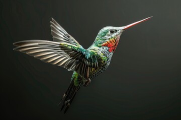Obraz premium A beautiful hummingbird flying with spread wings. Perfect for nature and wildlife designs