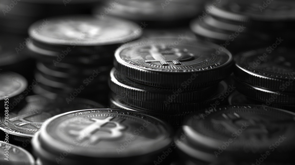 Poster a pile of coins stacked on top of each other. suitable for financial concepts