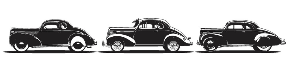 Three vectors of old classic car