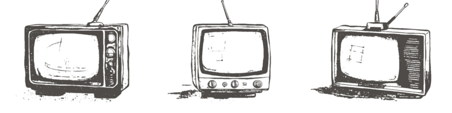 Three vectors of old retro TV
