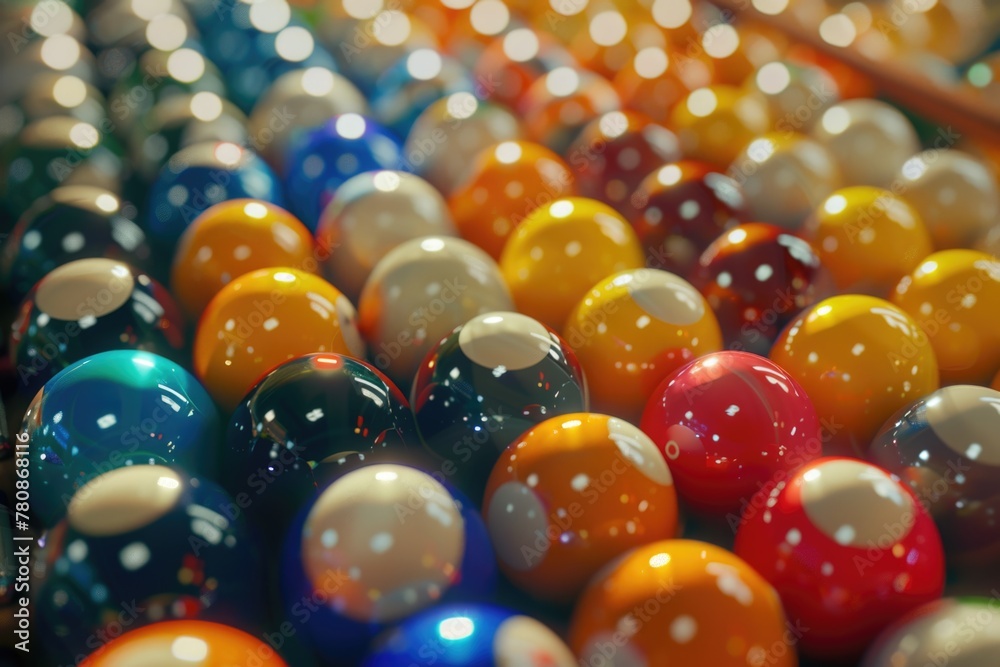 Aufkleber colorful balls arranged neatly on a table, suitable for various concepts