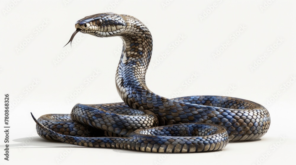 Poster a snake with its mouth open on the ground. suitable for nature and wildlife concepts