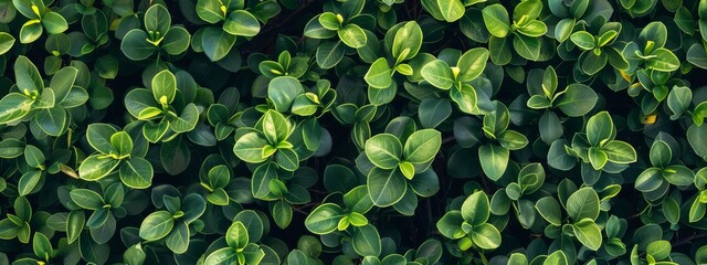 A lush green boxwood hedge with dense foliage, providing an elegant and refreshing background for various applications. Top view