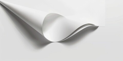 A white paper sheet with a unique curved corner. Suitable for various design projects