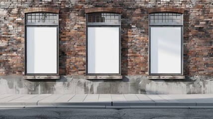Fototapeta premium A realistic wall poster mockup affixed to an urban street wall