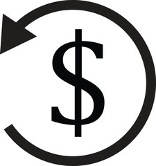 Refund money icon . Cashback icon . Return money icon vector