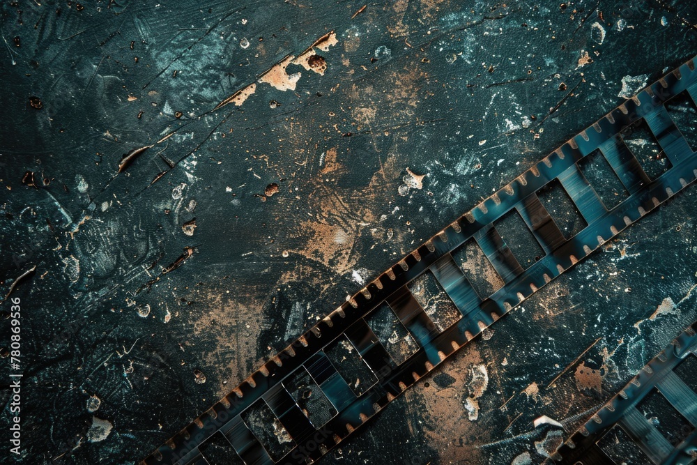 Aufkleber an overhead view of a train track on a dirty ground. suitable for transportation and infrastructure 
