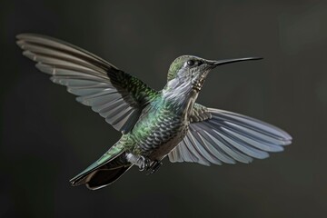 Fototapeta premium A beautiful hummingbird flying in the air. Perfect for nature-themed designs