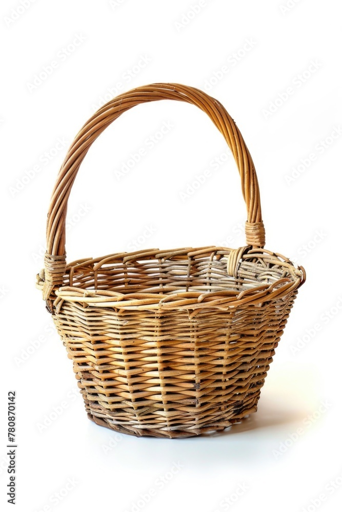 Poster A simple wicker basket on a clean white background. Suitable for various concepts and designs