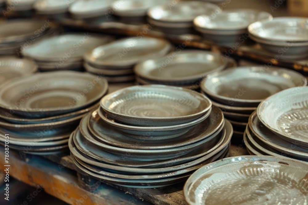Poster Plates arranged neatly on a table, suitable for dining concepts