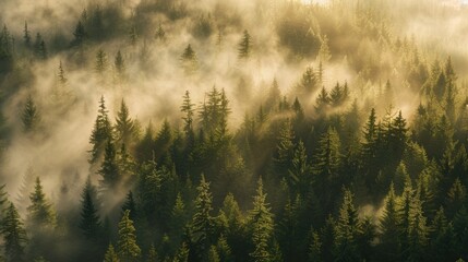 A misty forest scene, suitable for nature backgrounds