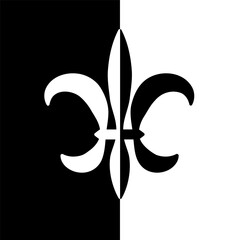 Abstract Fleur de Lis icon. Black and white illustration. Royal French heraldry symbol. - obrazy, fototapety, plakaty