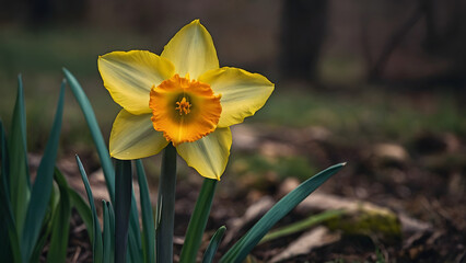 Spring's Sunny Signal: A Vibrant Yellow Daffodil